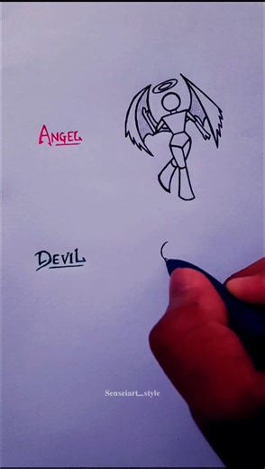 How to draw basic stickman (Angel, Devil)✏️🔥 #shorts #tutorial #art