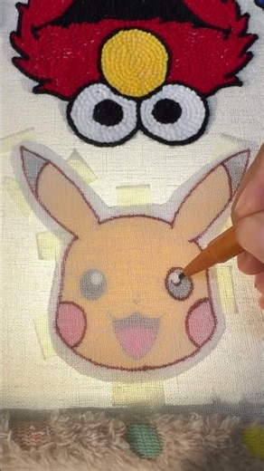 Pikachu punch needle drawing #satisfying #punchneedle #fypシ゚ #crafttherapy #embroidery