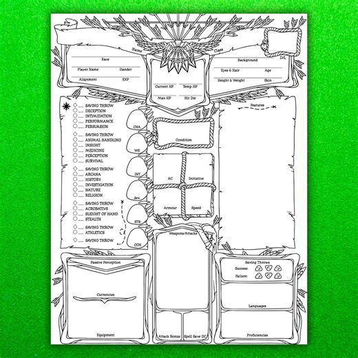 Editable Dnd 5e Character Sheet PDF | Custom RPG Sheet for Rangers and More - Etsy