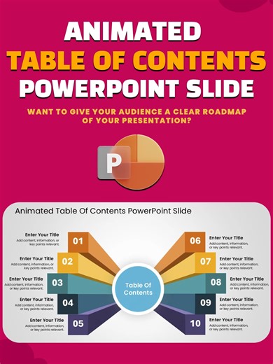 ANIMATED TABLE OF CONTENT POWERPOINT SLIDE Keep your presentations structured and engaging with a dynamic animated Table of Contents! Perfect for business reports, webinars, and professional storytelling. Make navigation seamless and visually appealing! 🎯📊 #powerpointtemplate #tableofcontents #AnimatedSlide #googleslides #ProfessionalPresentation#BusinessSlide #slidedesign #SlideUpLift