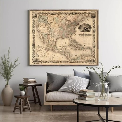 1850 Vintage United States Map | Antique Wall Art Print - Etsy