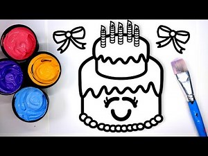 Coloring Happy Birthday Coloring Pages with Painting, Learn to Color with Paint