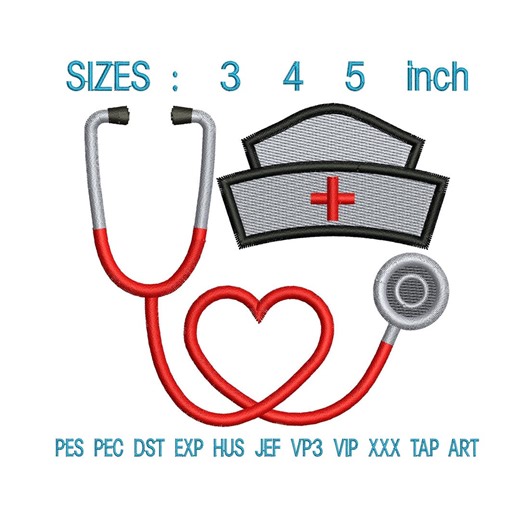 Nurse Love Embroidery Design | Medical Cap Symbol Stitch File | RN Healthcare Gift | 3-5 Inch - Etsy