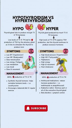 Understanding Hypothyroidism vs Hyperthyroidism: Symptoms, Causes, and Management Explained!
