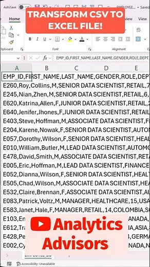 Transform Your CSV into a Clean Excel Table! #shorts