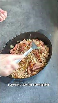 Bohnencassoulet mit Huhn, Speck und Knoblauch-Butterbröseln 🥘🫘🍗🥓🥕