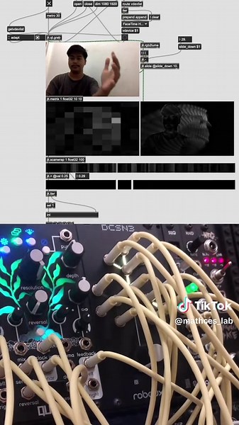 #Ctrlbeeps 0017). Using a webcam to capture motion data and control my mini system—translating movement into trigger → gate & CV (random). Integrating Sound from Knit (6hp) Harmonic Oscillators to shape evolving textures and responses. Inspiration from Programming for People & Hearing Glass | Umut Eldem Vids 🤝🏻 #mathceslab #modularsynth #eurorack #maxmsp #audioreactive