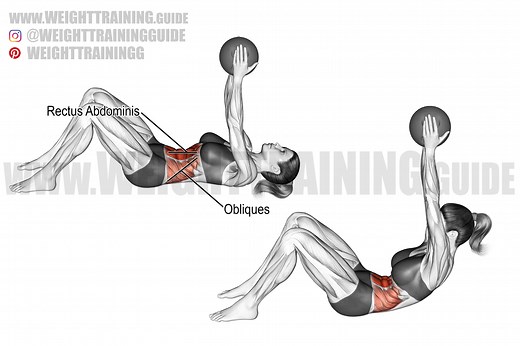 Medicine ball crunch exercise instructions and video | weighttraining.guide