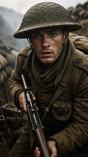 A British soldier sits in a trench ww2