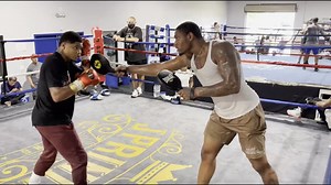 Shakur Stevenson x Jared Anderson execute hand paddle drill at J Prince Boxing Gym | Training