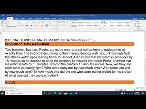 Problem on Time Calculation using Polya's Principle of Problem Solving
