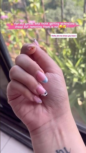 How to remove gel nail extensions at home 💅 #diy #gelextensions #gelnails #gelnailextension #athome