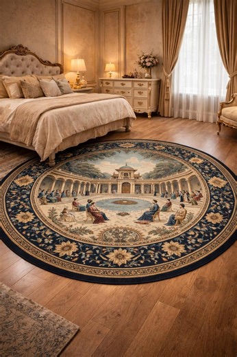 Raund Vintage Palace Scene Rug, Vivtorian Style Area Rug, for Living Room or Bedroom Rug, Elegant Carpet, Vintage Non-slip Polyester Blend - Etsy