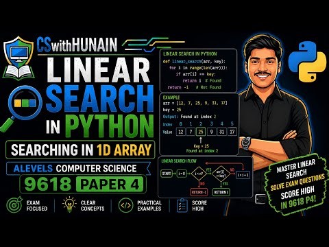 🔍 Linear Search in Python | Searching in 1D Array | A Level Computer Science 9618 Paper 4