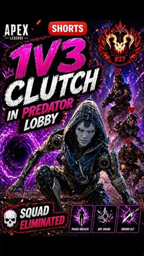 🔥1V3 CLUTCH AGAINST PREDS ASH🔥 #apexlegends