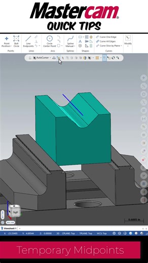 #Mastercam Temporary Midpoints for geometry creation and selection. #cnc #cadcam #machining