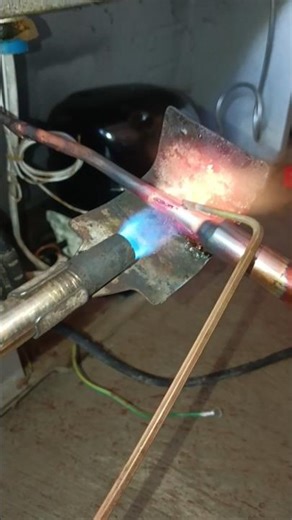 Copper Tube To filter Brazing #shortsfeed #fridgerepair