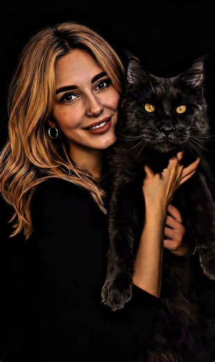 Midnight Beauty and Her Majestic Black Cat 🖤🐾