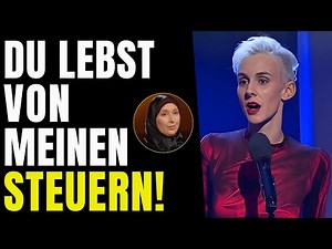 Suddenly, Lisa Eckhart takes on a cheeky burka figure!