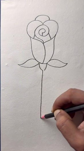 Easy rose drawing with pencil step by step for beginners