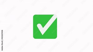 check mark or tick mark phone confirm icon animation with round check box, icon of approved, pass select tick, exam, ok, success, right, correct, approved, yes, signs on white screen background.