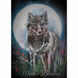 Printable Digital Greeting Card Instant Download Jpg, Pdf   30s Mp4 Animated Musical Greeting Card, Portrait"moon's Blessing" My Acrylic Art - Etsy