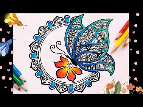 Butterfly Mandala Art | How to Draw Butterfly Mandala Art For Beginners | Step By Step | #47