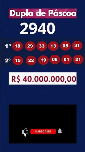 Resultado Dupla Sena de Páscoa 2940 #DuplaSena #DuplaSenapascoa #resultadoDuplaSena