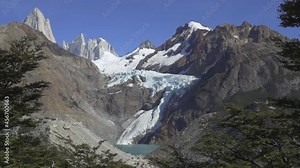 View of Mount Fitz Roy surrounded by its mountains full of trees