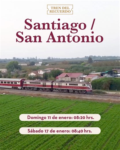 Tren del Recuerdo on Instagram: "Miles de kilómetros, miles de historia rumbo a San Antonio 🚂 Próximo: domingo 11 de enero y sábado 17 de enero nos vamos al puerto 🌞🌊 *Fé de erratas: viaje a Limache sábado 17 de enero se cambió para sábado 24 de enero 8.20 hrs a la Fiesta del Tomate Limachino 2026 🍅 Disfruta las salidas a San Antonio y un viaje para recordar siempre. Ruta clásica: ➡️ Salón Turista: Coche de 1955 con 78 asientos reclinables y aire acondicionado. Estas unidades fueron utilizad