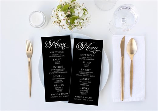Editable Wedding Menu | Black and White Wedding Reception Menu | Minimal Minimalist | Plain Simple Elegant Basic Bare C64 - Etsy