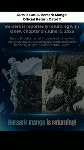 Berserk Manga Returns June 15, 2026! 🔥 #berserk #guts #manga #shorts #fyp