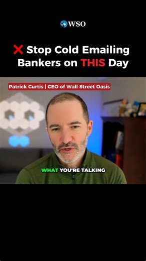 🤔 Trying to break into investment banking? 💡 Patrick Curtis, CEO of Wall Street Oasis, explains the best and worst times to send cold emails to bankers. Need help breaking in? 🚀 WSO Academy has helped thousands of students land offers at Evercore, JPMorgan, Lazard, and other top firms. Inside WSO Academy, students get: 🔹 Direct access to 2,000 mentors from elite firms 🔹 20 mock interviews to master technicals and fit 🔹 Weekly office hours and live bootcamps 🔹 Lifetime course access and on
