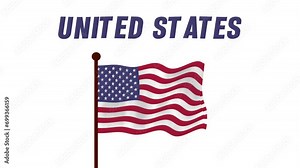 United States animated video raising the flag, introduction of the country name and flag 4K Resolution.