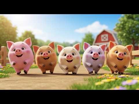 Five Little Piglets Go Oink Oink Oink | Farm Animal Sounds & Counting Song