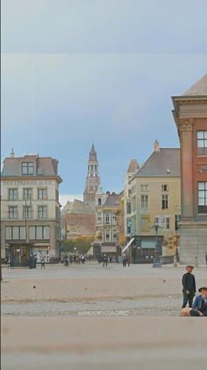 City Square in Groningen, Netherlands in 1919 - Restored Footage