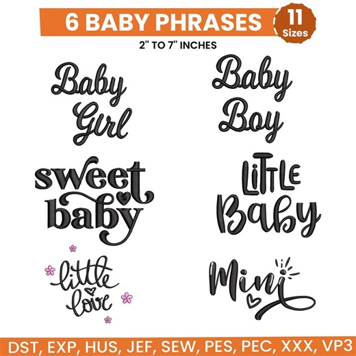 Baby Machine Embroidery Designs, Matching Mom Baby Embroidery, Baby Embroidery Phrases Bundle, Baby Onesie Embroidery, Instant Download - Etsy