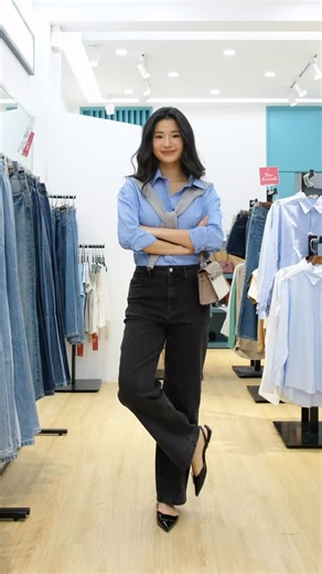 Hashtagem - #em on Instagram: "Try on best seller - Loose Fit Jeans ống suông co giãn được khách yêu thích tại #em nha 🥰 #tryon #jeans #outfitideas"