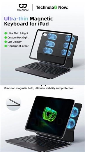 GOOJODOQ Smart Control Keyboard iPad 🔥 Magnetic Floating & Backlight 8 Mode!