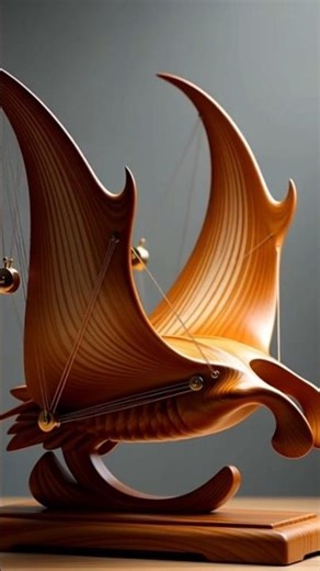 Cinematic Wooden Kinetic Sculpture 🐋 | Manta Ray Motion Art | 6-Second Loop