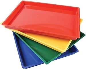 Constructive Playthings Messy Trays for Paint, Water and Sand Toys, Classroom Supplies, Toddler Toys for Creative Play, Set of 4 Trays, Ages 3 Years and Older