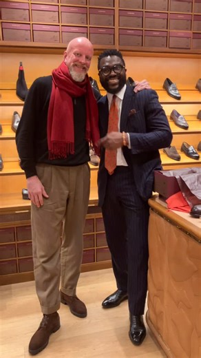 Alexander Nurulaeff on Instagram: "Live from London from Carmina Shoemaker. In London, as always, I went to meet my great friend Bismark, from the spectacular Carmina shoe store. It’s a friendship born many years ago. Finally for all of you it is possible to order crust leather shoes directly in this store. Then you can entrust the creation of Patina on your Carmina shoes, which in my opinion represent an excellent value for money, to Alexander Nurulaeff or Bismark. You will have a truly unique 