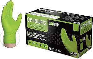 GLOVEWORKS Green Nitrile Industrial Latex Free Disposable Gloves