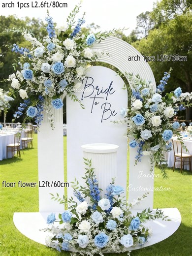 Blue & White Silk Flower Arch Arrangement, Bridal Shower Decor - Etsy