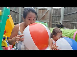 BLOWING UP THE BEACH BALL |DEFLATING AND INFLATING |BEACH BALL