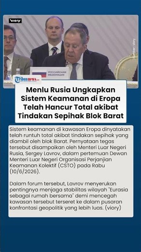 Russian Foreign Minister Lavrov: European Security System Completely Destroyed by Unilateral Acti...