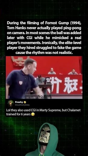 Tom Hanks faked Ping-Pong game in Forrest Gump (1994)