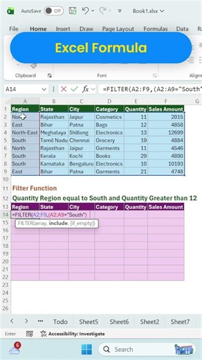 How to use filter formula in excel tricks #computer #excelshortcuts #hilights #Productivity #symbol