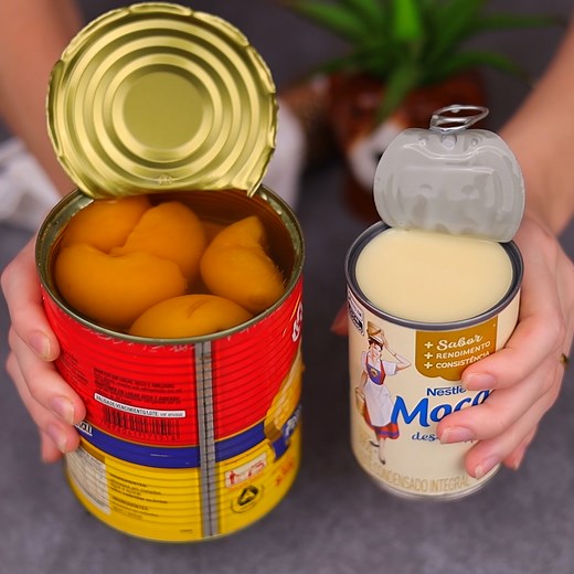 Condensed milk with peaches! The best no-bake summer dessert! | Guilherme Rodrigues