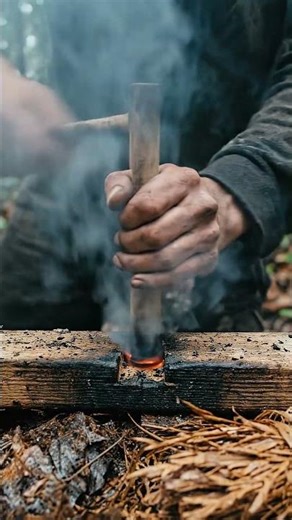 Making fire with sticks and friction 🔥 #survival #shorts